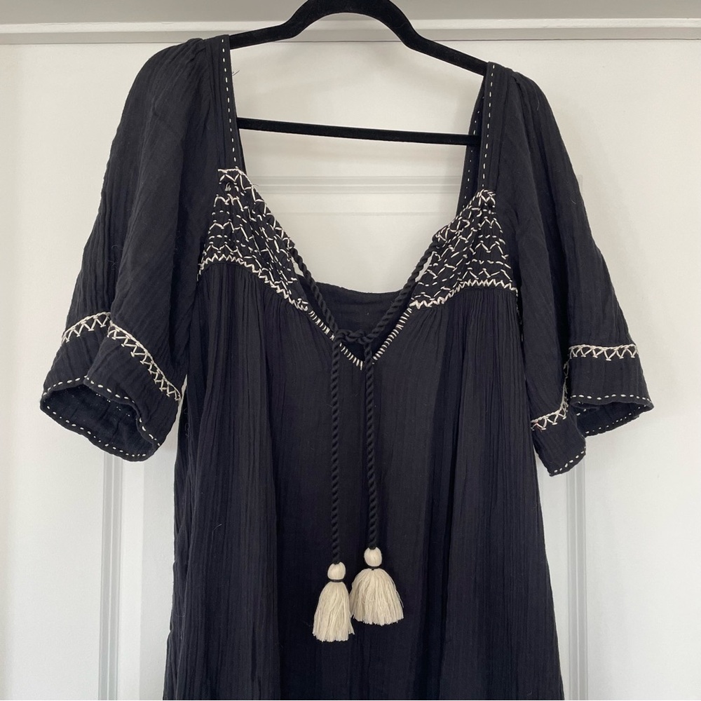Black Embroidered Square-Neck Maxi Dress - Picture 6 of 6